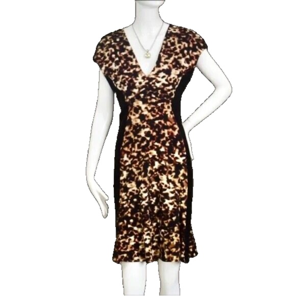 🆕🏷️ROBERTO CAVALLI Animal Print V-Neck Sheath Dress – Size 8 / EU 46 🇮🇹 - Picture 5 of 13